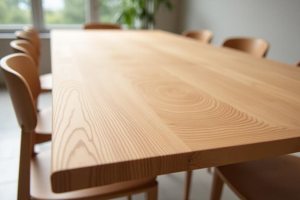 Spesialdesignet spisebord i eik kombinert med elegant kalligrafi-lignende utskjæringer